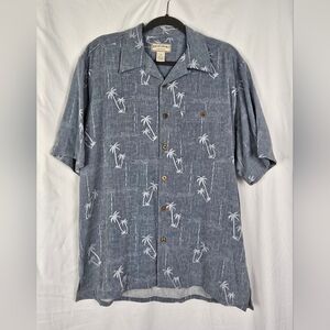 Boca Classics Island Wear Palm Trees Silk Button-Up Hawaiian Shirt sz M